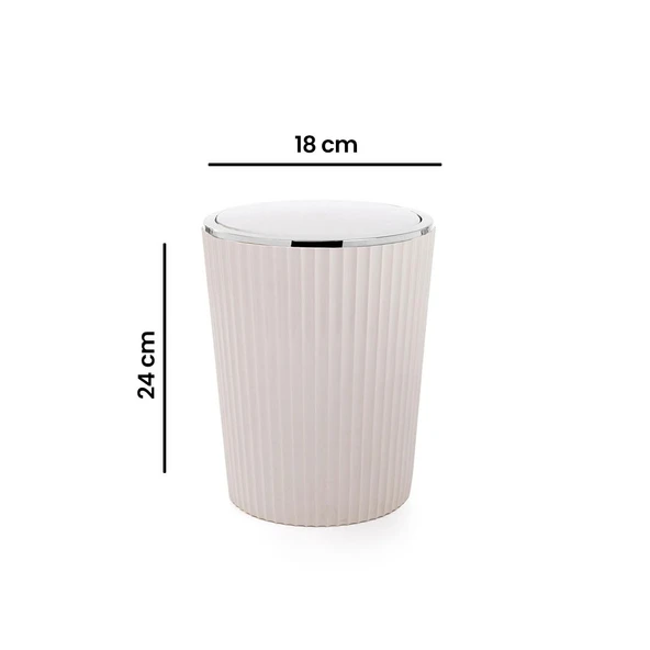 Nely Krom Kaplama Banyo Çöp Kovası - Bej - 6 lt - Resim 3