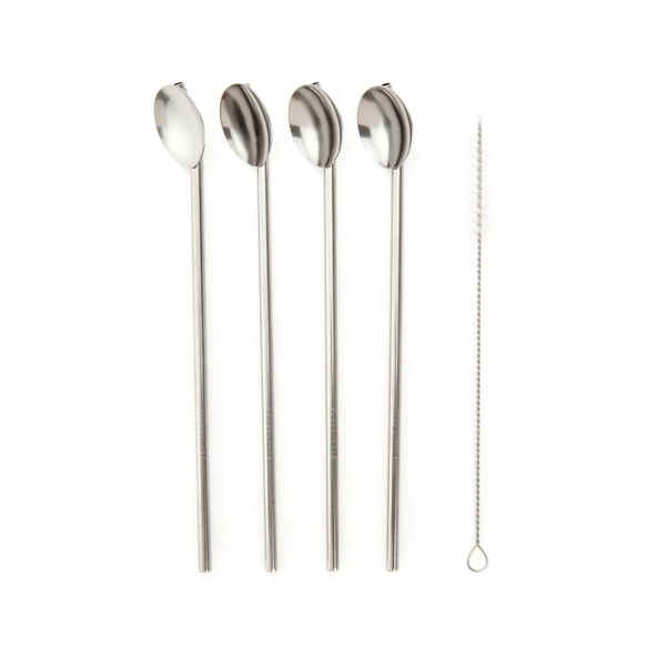 Houseware 5 Parça Çelik Kaşıklı Pipet Seti - Inox - 21 cm ürün görseli