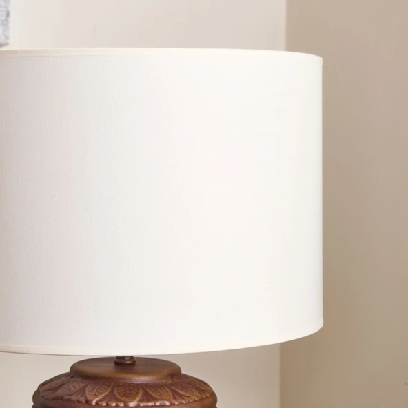 Lighting Çiçekli Kapaklı Abajur - Kahverengi / Krem - 50 cm - Resim 3