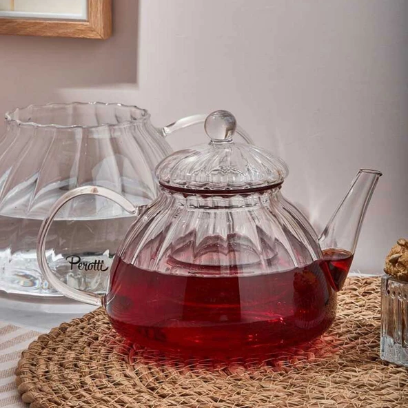 Vitor Borosilikat Cam Çaydanlık - Şeffaf - 800 ml + 1,5 lt ürün görseli