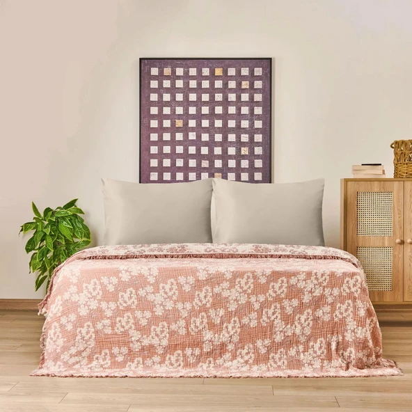 Soft Belloria Tek Kişilik Yatak Örtüsü - Kiremit - 160x255 cm - Resim 2