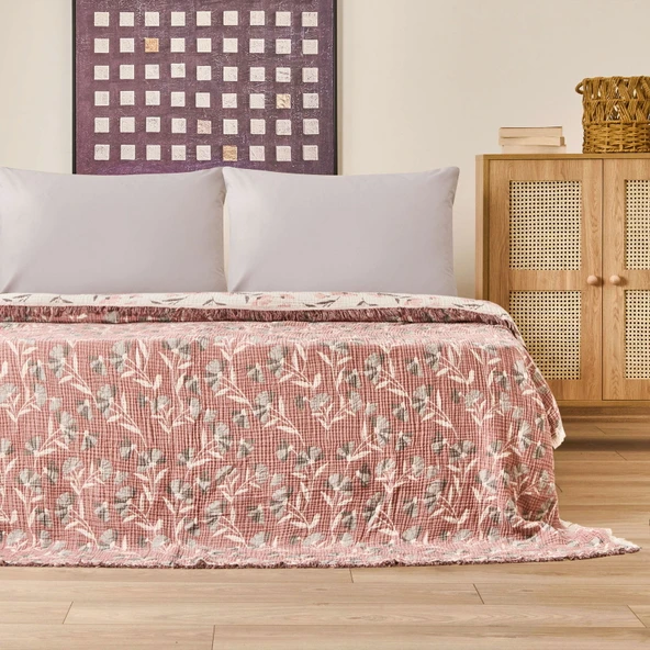 Soft Vinerya Çift Kişilik Yatak Örtüsü - Krem - 220x255 cm - Resim 2