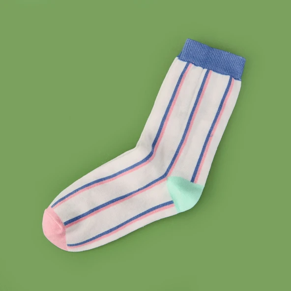 Soft Çizgili Çorap - Beyaz ürün görseli 1