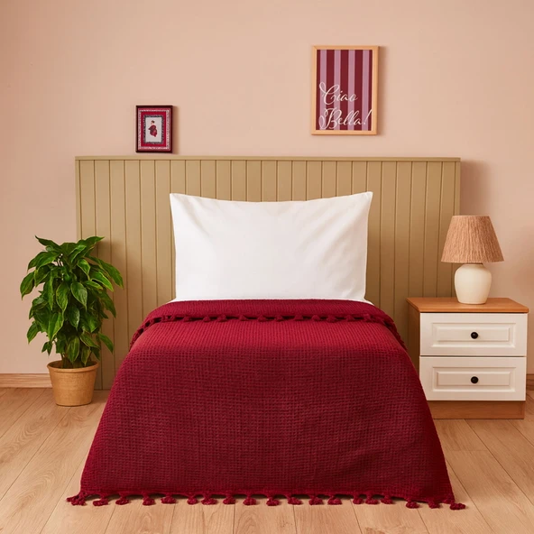 Soft Alora Tek Kişilik Yatak Örtüsü - Kırmızı - 160x230 cm ürün görseli 1