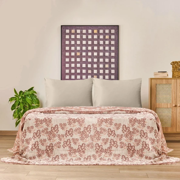 Soft Belloria Çift Kişilik Yatak Örtüsü - Kiremit - 220x255 cm ürün görseli