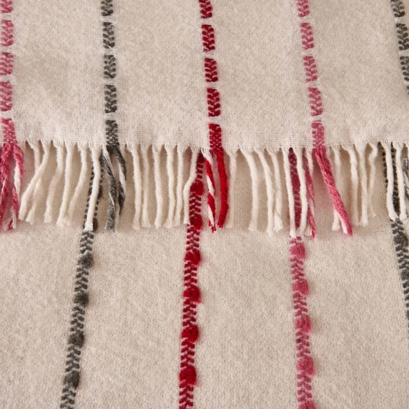 Soft Elvia Pamuklu Çift Kişilik Battaniye - Krem - 200x220 cm - Resim 2