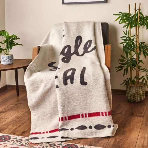 Soft Cozy Pamuklu Tv Battaniyesi - Ekru / Antrasit - 130x170 cm - Resim 3