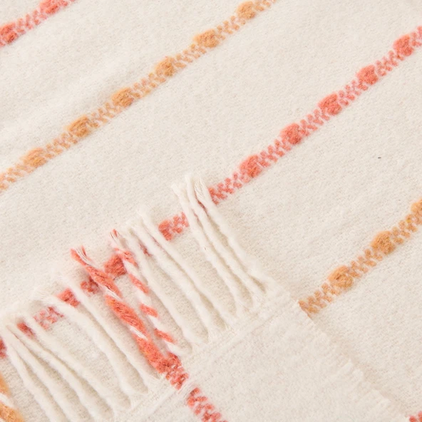 Soft Elvia Pamuklu Tek Kişilik Battaniye - Krem - 150x200 cm - Resim 3