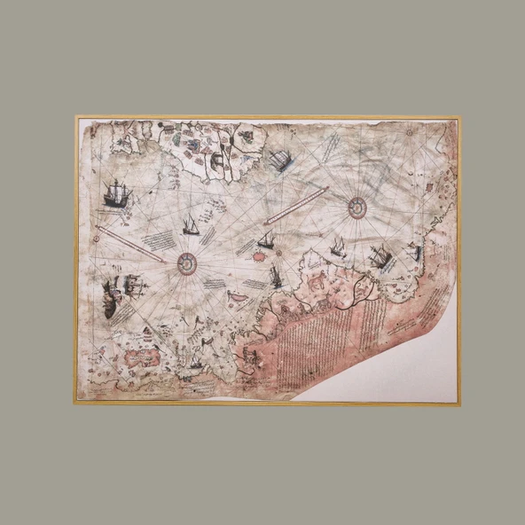 Deco Piri Reis Tablo - Açık Kahverengi - 120x90 cm ürün görseli 1
