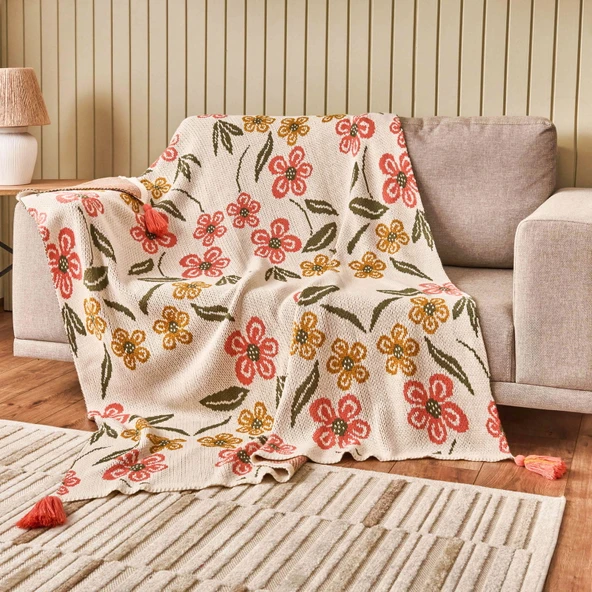 Soft Floriva Triko TV Battaniyesi - Krem - 120x160 cm ürün görseli