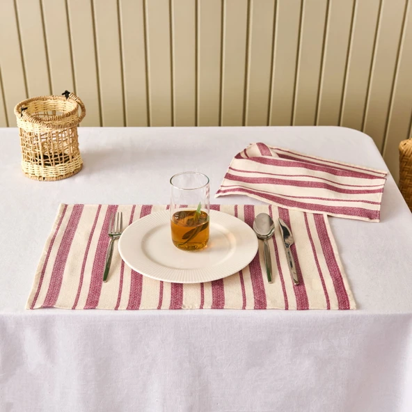 Soft Alno 2'li Amerikan Servis - Ekru / Mürdüm - 30x50 cm ürün görseli