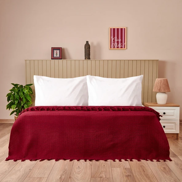 Soft Alora Çift Kişilik Yatak Örtüsü - Kırmızı - 200x230 cm ürün görseli