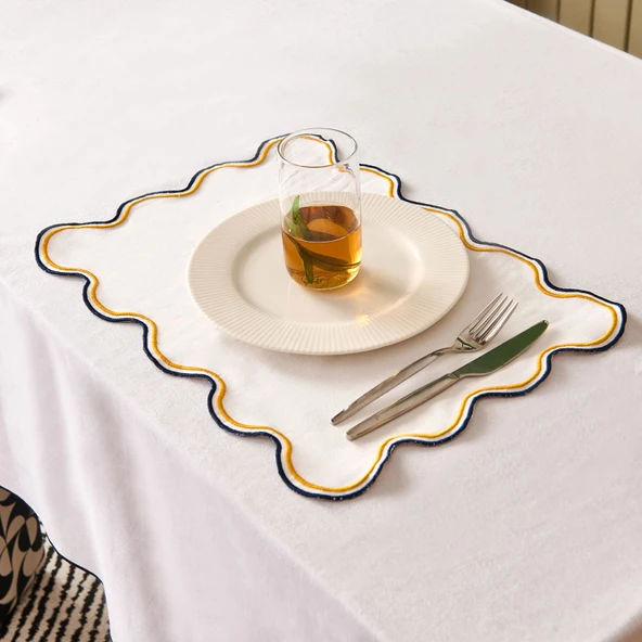 Soft Nonna Amerikan Servis - Hardal / Mavi - 30x50 cm - Resim 2