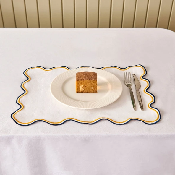 Soft Nonna Amerikan Servis - Hardal / Mavi - 30x50 cm ürün görseli