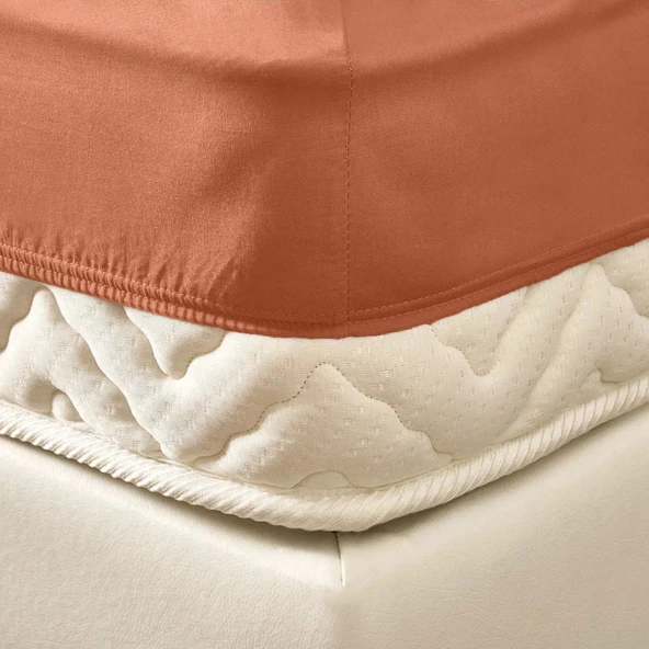 Soft Penye Çift Kişilik Lastikli Çarşaf - Somon - 160x200 cm - Resim 2
