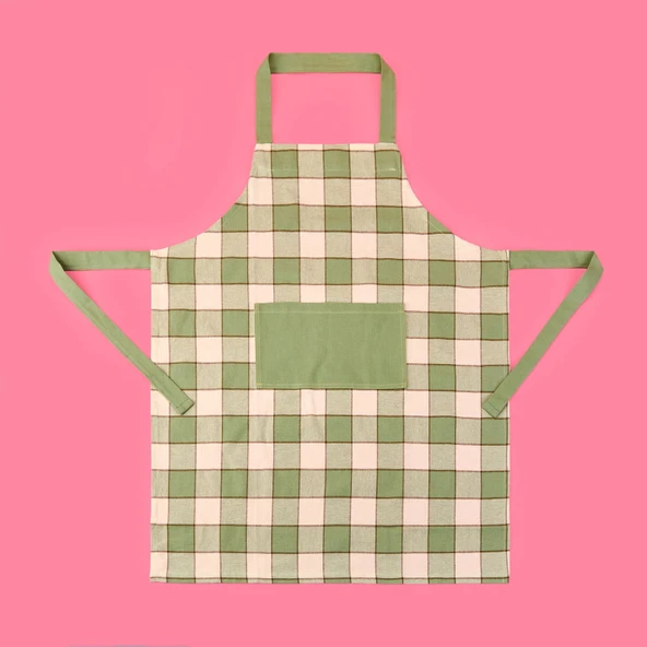 Toscana Mutfak Önlüğü - Ekru / Yeşil - 65x80 cm ürün görseli 1