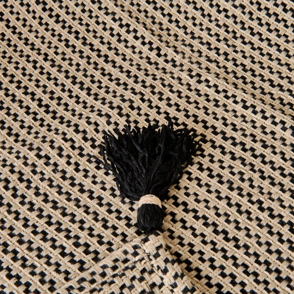 Soft Shiny Koltuk Şalı - Bej / Siyah - 130x170 cm - Resim 3