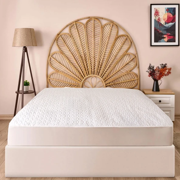 Soft Kapitoneli Sıvı Geçirmez Fitted Çift Kişilik Alez - Beyaz - 180x200 cm ürün görseli 1
