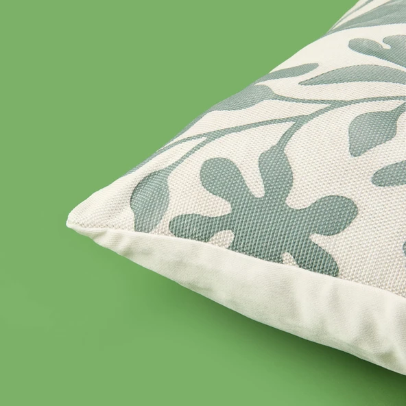 Soft Nora Kırlent - Yeşil / Ekru - 45x45 cm - Resim 3