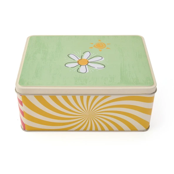 Çiçek Serisi Metal Hediye Kutusu - Renkli - 16,5x9 cm ürün görseli