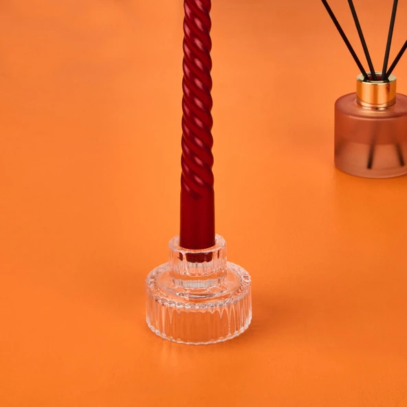 Cam Çizgili Mumluk - Şeffaf - 5x6 cm - Resim 3