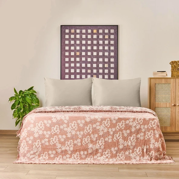 Soft Belloria Çift Kişilik Yatak Örtüsü - Kiremit - 220x255 cm - Resim 2