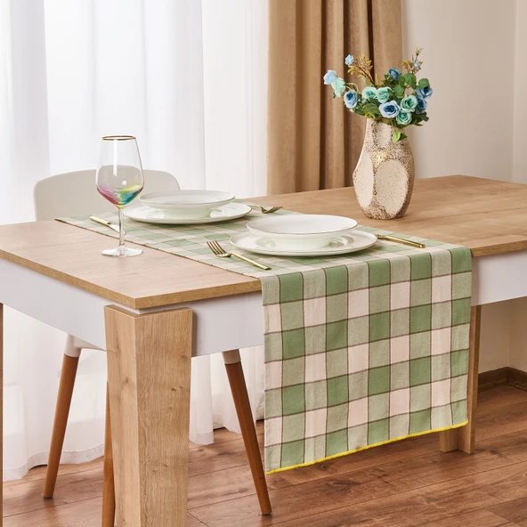 Toscana Runner - Ekru / Yeşil - 45x150 cm ürün görseli