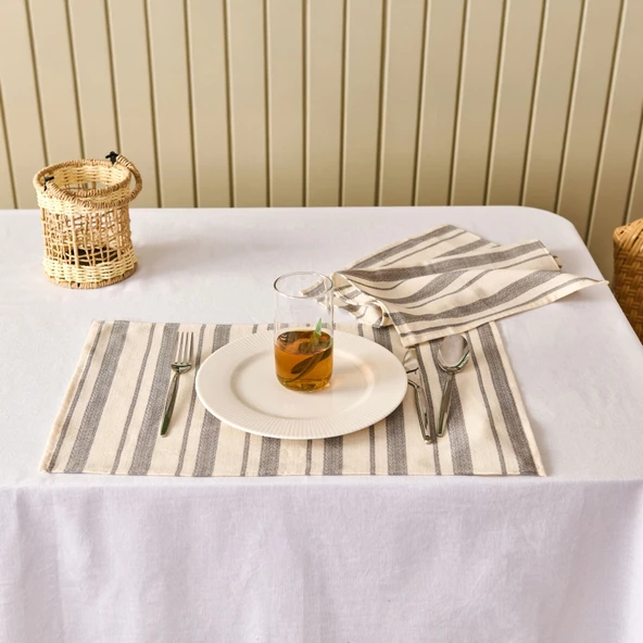 Soft Alno 2'li Amerikan Servis - Ekru / Antrasit - 30x50 cm ürün görseli