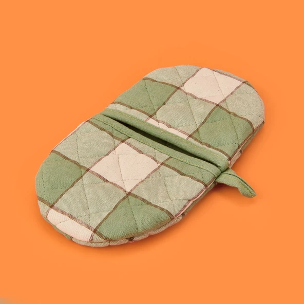 Toscana Fırın Eldiveni - Ekru / Yeşil - 14x26 cm ürün görseli