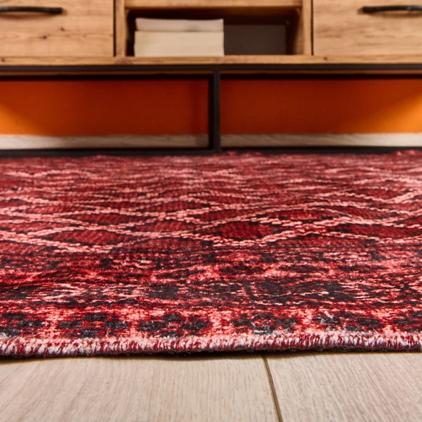 Soft Zarmine Afgan Desenli Halı - Kırmızı - 160x230 cm - Resim 2