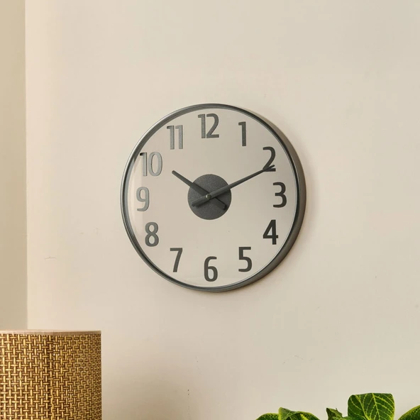 Deco Anthracite Duvar Saati - Antrasit / Şeffaf - 38 cm ürün görseli 1