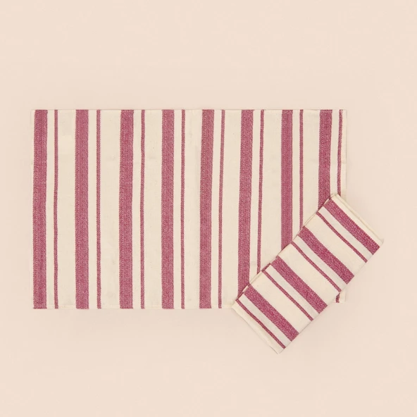 Soft Alno 2'li Amerikan Servis - Ekru / Mürdüm - 30x50 cm - Resim 3