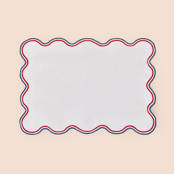 Soft Nonna Amerikan Servis - Mavi / Kırmızı - 30x50 cm - Resim 3