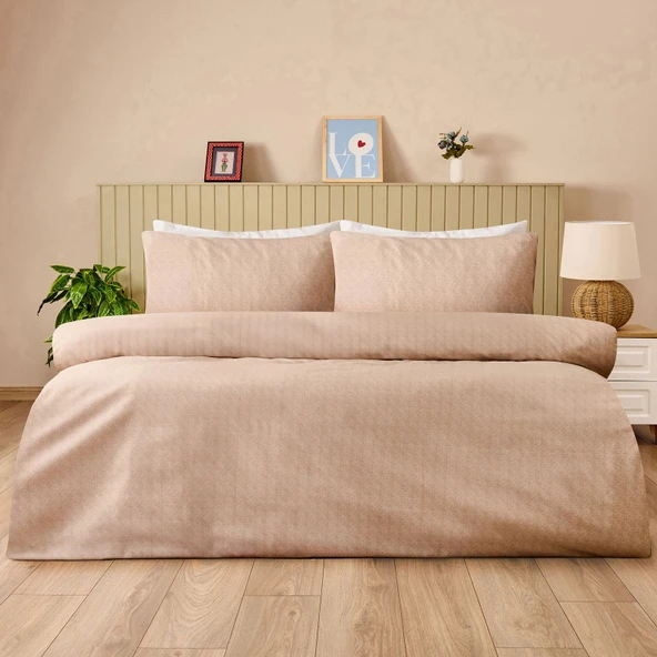 Soft Tanura Kolay Ütülenir Çift Kişilik Nevresim Seti - Bej ürün görseli