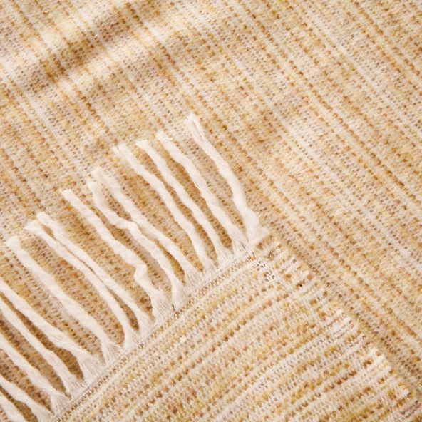 Soft Luma Pamuklu Tek Kişilik Battaniye - Bej / Krem - 150x200 cm - Resim 3