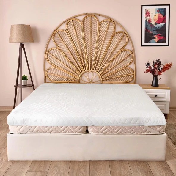 Soft Nando Basic Çift Kişilik Lastikli Alez - Beyaz - 160x200 cm ürün görseli 1