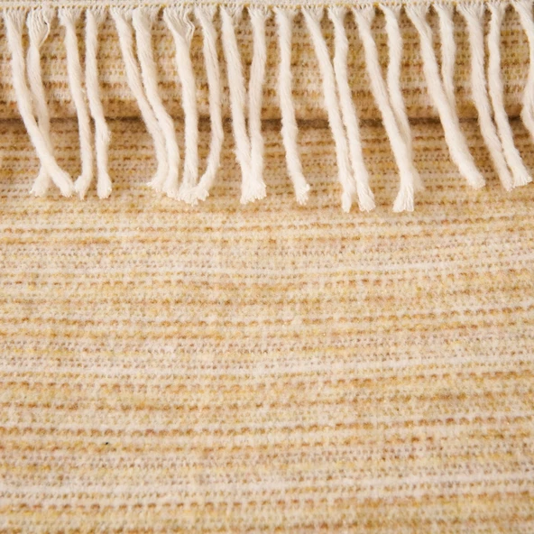 Soft Luma Pamuklu Tek Kişilik Battaniye - Bej / Krem - 150x200 cm - Resim 2