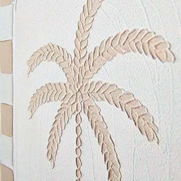 Deco Palm Breeze Kanvas Tablo - Beyaz / Bej - 50x70 cm - Resim 3