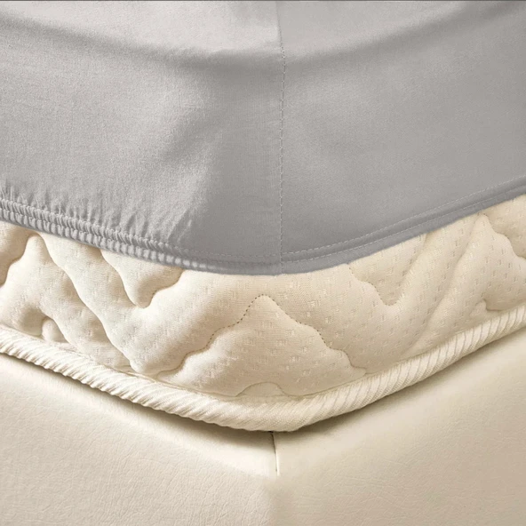 Soft Basic Çift Kişilik Lastikli Çarşaf - Gri - 160x200 cm - Resim 2