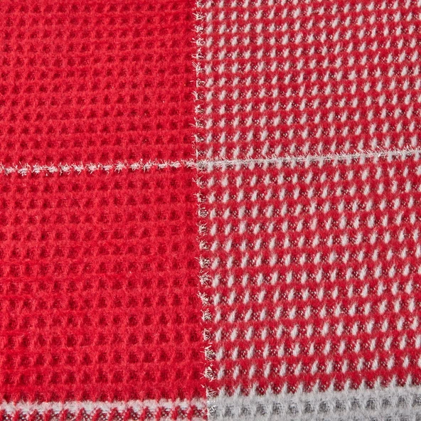 Soft Vintera Pamuklu Tek Kişilik Battaniye - Kırmızı / Lacivert - 150x200 cm - Resim 2