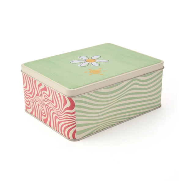 Çiçek Serisi Metal Hediye Kutusu - Renkli - 16,5x9 cm - Resim 3