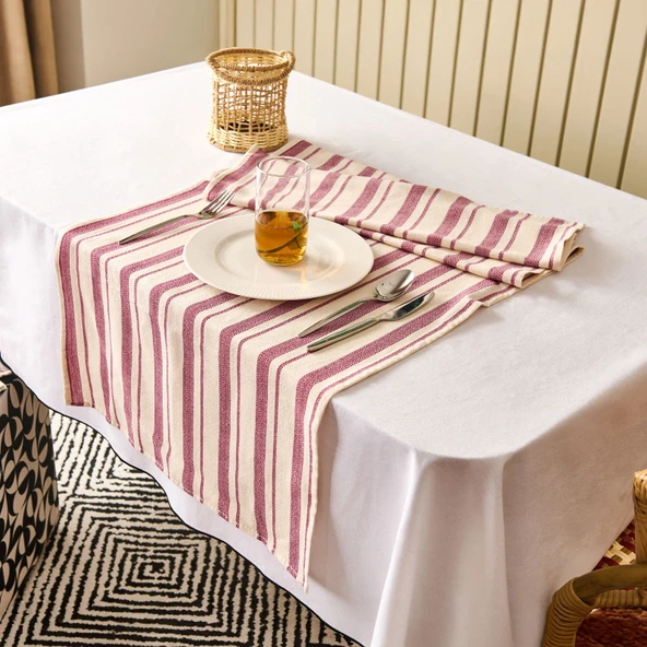 Soft Alno Runner - Ekru / Mürdüm - 50x140 cm - Resim 2