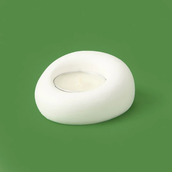 Deco Taş Mumluk - Beyaz - 5 cm ürün görseli 1