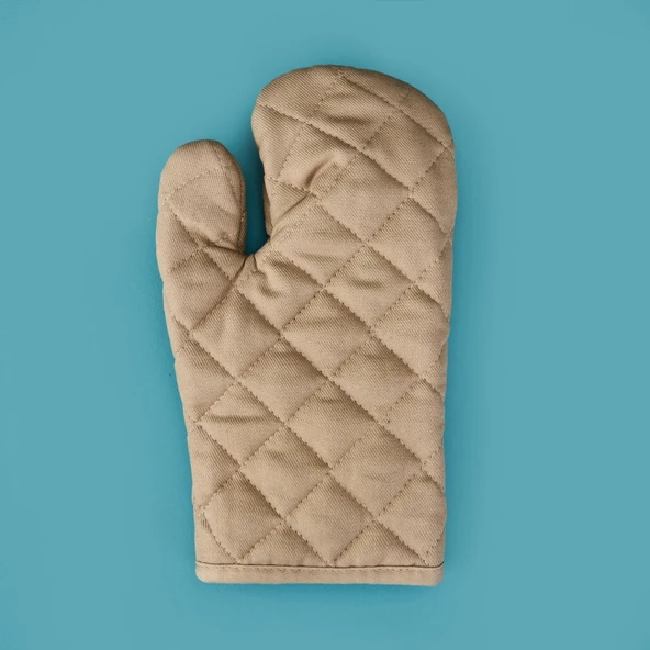 Gabardin Fırın Eldiveni - Bej - 17x30 cm - Resim 3