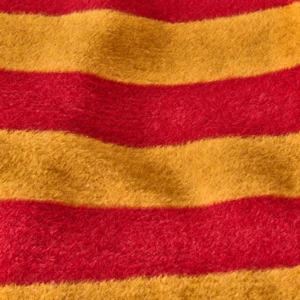 Soft Çizgili Pamuklu Tv Battaniyesi - Sarı / Kırmızı - 130x170 cm - Resim 2