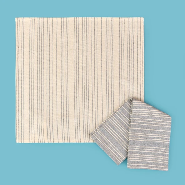 Lulea 2'li Kurulama Bezi - Ekru / Mavi - 45x45 cm ürün görseli