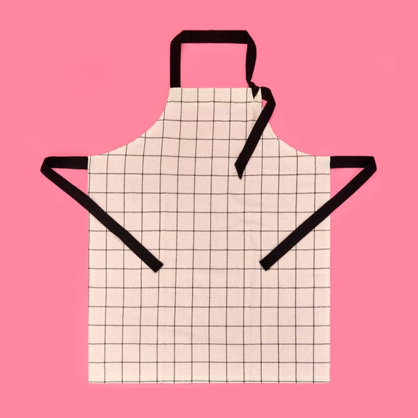 Trallies Mutfak Önlüğü - Ekru / Siyah - 65x80 cm ürün görseli 1