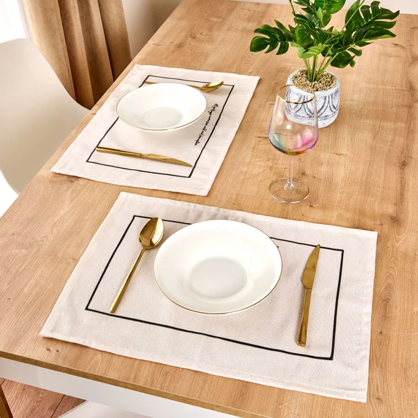 Soft Ruvo 2'li Amerikan Servis - Ekru - 35x50 cm ürün görseli