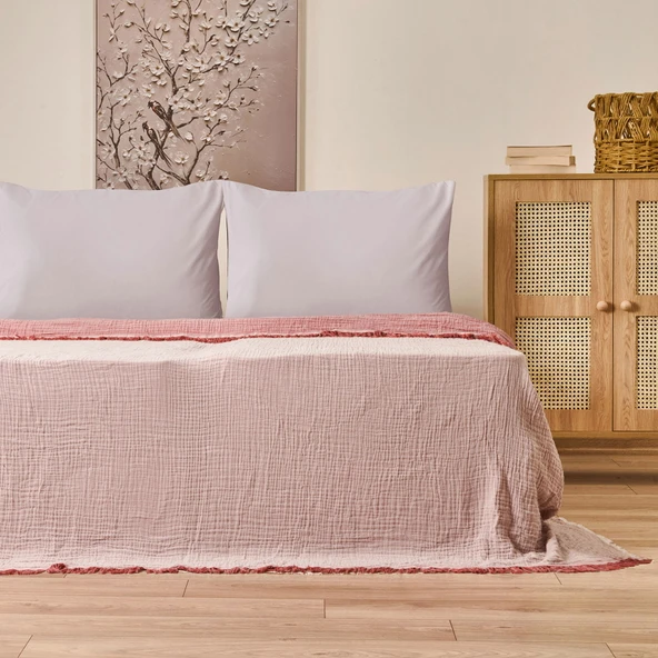 Soft Hevin Çift Kişilik Yatak Örtüsü - Kiremit - 220x240 cm - Resim 2