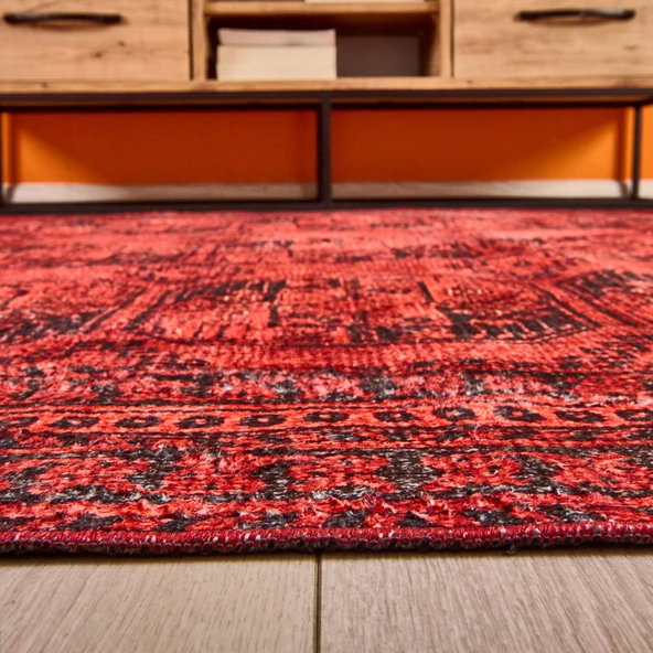 Soft Karakush Afgan Desenli Halı - Kırmızı - 160x230 cm - Resim 2